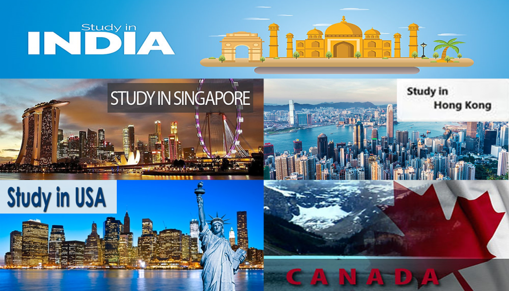 在印度、新加坡、香港、美国、加拿大进行本科学习
