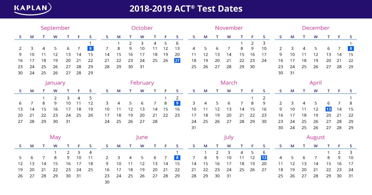 ACT测试日期2019